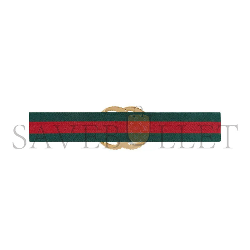 GUCCI BELT WEB ELASTIC WITH TORCHON DOUBLE G BUCKLE GREEN RED 